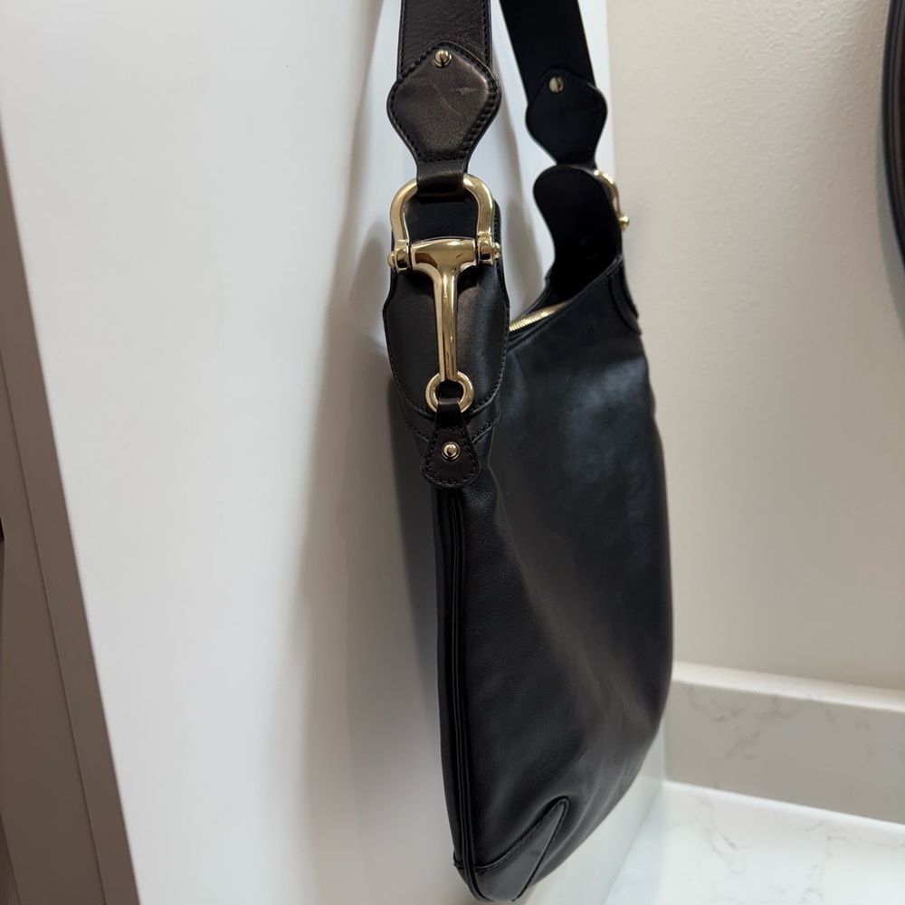 Gucci horsebit Black Leather Creole Shoulder Bag - Picture 6 of 14